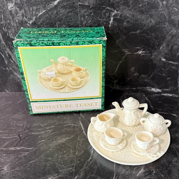 FLORAL FANTASY Eight Piece Miniature Tea Set - Picture 1 of 16